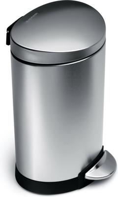 Simplehuman Afvalemmer Half Rond 10 liter (zilver)