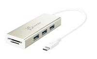 j5create USB 3.1 Type-C-poort met SD/Micro SD-kaartlezer JCH347Adapterdongle met 3 USB 3.1/3.0/2.0-poorten, voor Chromebook/MacBook/en meer USB Type C-apparaten - thumbnail