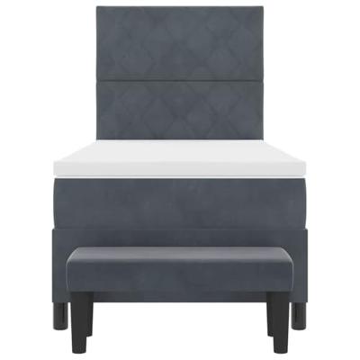 Boxspring Bed met Matras & Bank Donkergrijs 100x200 cm Fluweel