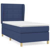 Boxspring met matras stof blauw 90x200 cm - thumbnail
