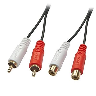 LINDY 35671 Cinch Audio Verlengkabel [2x Cinch-stekker - 2x Cinch-koppeling] 2.00 m Zwart