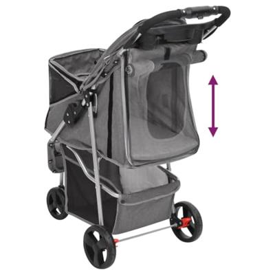 VidaXL Hondenwagen inklapbaar 80x46x98 cm oxford stof grijs VidaXL Hondenwagen inklapbaar 80x46x98 cm oxford stof grijs