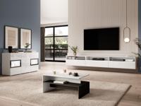 Complete woonkamer BABEL II 5 deuren 3 lades wit/hoogglans wit met led - thumbnail