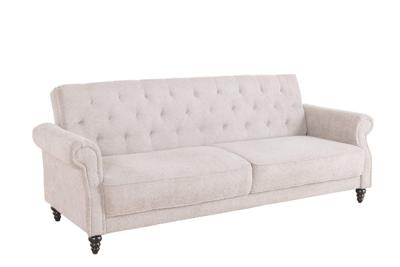 Chesterfield 3-zitsbank MAISON BELLE AFFAIRE 220cm greige bouclé met slaapfunctie - 44236