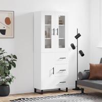 Hoge kast 69,5x34x180 cm bewerkt hout wit - thumbnail