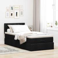Bed met matras 90x200 cm stof zwart - thumbnail