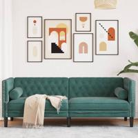 Driezitsbank Chesterfield-stijl en bolsters fluweel donkergroen - thumbnail