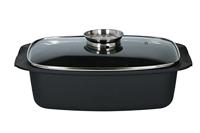 Alpina braadslee met glazen deksel 5.5l 39.5x22.5x10.8 cm zwart - thumbnail