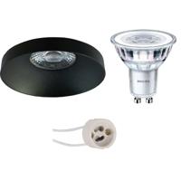 LED Spot Set - Pragmi Vrito Pro - GU10 Fitting - Inbouw Rond - Mat Zwart - Ø82mm - Philips - CorePro 830 36D - 3.5W - Warm Wit 3000K - thumbnail