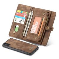 CaseMe afneembaar multifunctioneel horizontale Flip lederen hoes for iPhone XS Max, met kaart sleuf & houder & rits portemonnee & Photo Frame (bruin) - thumbnail