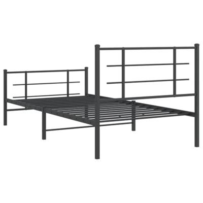 Bedframe met hoofd- en voeteneinde metaal zwart 107x203 cm