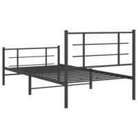 Bedframe met hoofd- en voeteneinde metaal zwart 107x203 cm - thumbnail