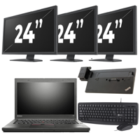 Lenovo ThinkPad T450 - Intel Core i5-5e Generatie - 14 inch - 8GB RAM - 256GB SSD - Windows 11 + 3x 24 inch Monitor - thumbnail