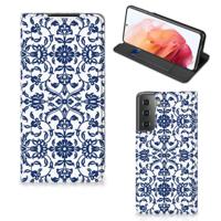 Samsung Galaxy S21 Smart Cover Flower Blue - thumbnail