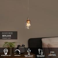 Lucide BERLIANE - Hanglamp - Ø 12 cm - LED Dimb. - 1x4W 2700K - Met vervangbare LED-module - Transparant | Essential - thumbnail