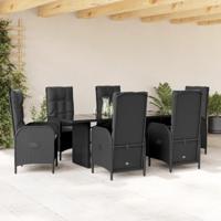7-delige Tuinset met kussens poly rattan zwart - thumbnail