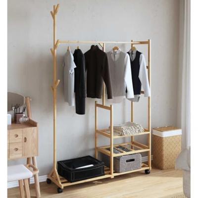 VidaXL Kledingrek met schappen en wielen 100x38x175,5 cm bamboe VidaXL Kledingrek met schappen en wielen 100x38x175,5 cm bamboe