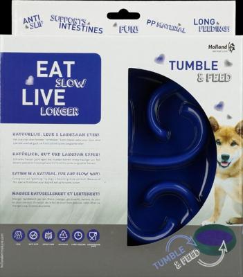 Eat Slow Live Longer Tumble Feeder Blauw