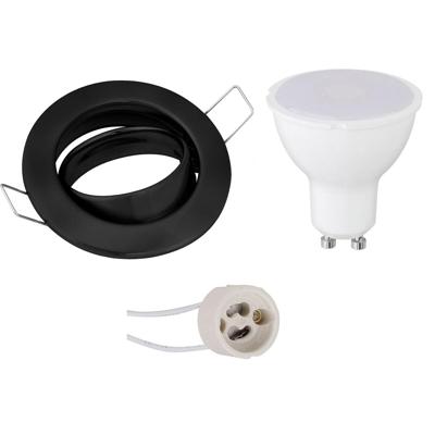 LED Inbouwspot Set GU10 - Mat Zwart - 6W - Koud Wit 6400K - Kantelbaar