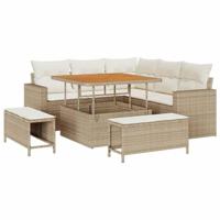 Tuinbankenset 8 pcs Beige poly rattan - thumbnail
