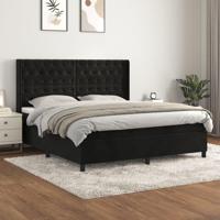 Boxspring met matras fluweel zwart 160x200 cm - thumbnail