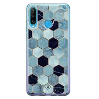 Huawei P30 Lite siliconen hoesje - Blue cubes - thumbnail