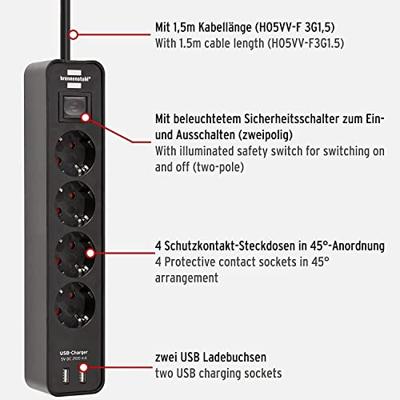Brennenstuhl Ecolor stekkerdoos 4-voudig + 2x USB - thumbnail
