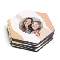 Zeshoekige onderzetters bedrukken - 6 stuks - thumbnail