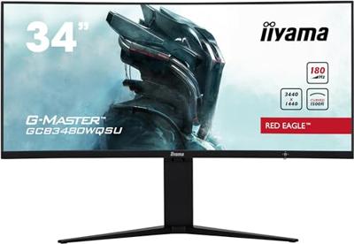Iiyama G-Master Red Eagle GCB3480WQSU-B1 Gaming monitor Energielabel E (A - G) 86.4 cm (34 inch) 3440 x 1440 Pixel 21:9 0.4 ms HDMI, DisplayPort, Hoofdtelefoon