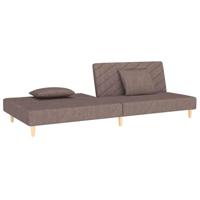 Slaapbank 2-zits met 2 kussens stof taupe - thumbnail