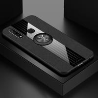 Voor vivo Z5X XINLI stiksels doek textuur schokbestendig TPU beschermhoes met ring houder (zwart) - thumbnail