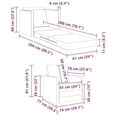 Vloerslaapbank met kussen Zwart 74 x 77 x 81 cm Stof