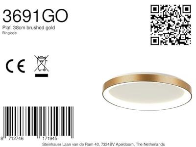 Steinhauer PlafondlampRinglede design goud Ø 38cm - 3691GO