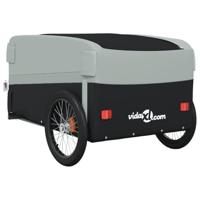 VidaXL Fietstrailer 45 kg ijzer zwart en grijs - thumbnail
