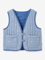 Gewatteerd vestje zonder mouwen voor meisjes CYRILLUS vichy geborduurd blauw, geruit - thumbnail