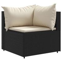 6-delige Loungeset met kussens poly rattan zwart - thumbnail