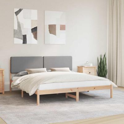 Bedframe met Gevoerd Hoofdgedeelte Lichtgrijs 180 x 200 cm