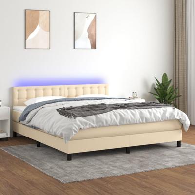 Boxspring met matras en LED stof crèmekleurig 160x200 cm
