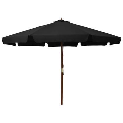VidaXL Parasol met houten paal 330 cm zwart