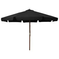 VidaXL Parasol met houten paal 330 cm zwart - thumbnail
