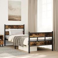 Bedframe zonder matras metaal gerookt eikenkleurig 107x203 cm - thumbnail