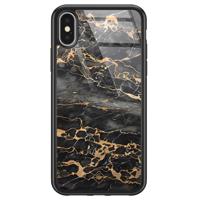 iPhone X/XS glazen hardcase - Marmer grijs brons - thumbnail
