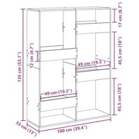 kamerscherm 100x33x135 cm bewerkt hout grijs sonoma eiken - thumbnail