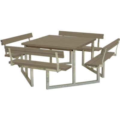 Picknicktafel Vierkant Twist Grijs Bruin 4 Rugleuningen