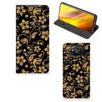 Xiaomi Poco X3 Pro | Poco X3 Smart Cover Gouden Bloemen - thumbnail