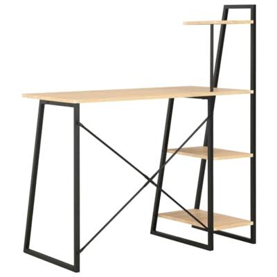 Bureau met schappen 102x50x117 cm zwart en eikenkleurig Bureau met schappen 102x50x117 cm zwart en eikenkleurig