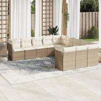 11-delige Tuinset met kussens poly rattan beige - thumbnail