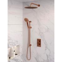 Regendoucheset 46 Inbouw Muur Brauer Copper Edition 30cm Rond Geborsteld Koper PVD 2 Greeps 3-weg met Thermostaatkraan Glijstang en Handdouche - thumbnail