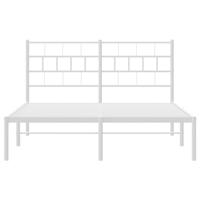 Bedframe met hoofdbord metaal wit 140x190 cm - thumbnail