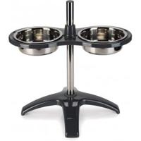 Standaard met 2 rvs hondenvoerbakken Orino grijs - thumbnail